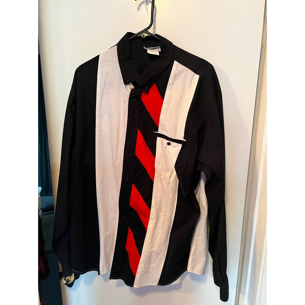 Vintage Panhandle Slim Black White Western Beautiful Button Down Shirt Size XL